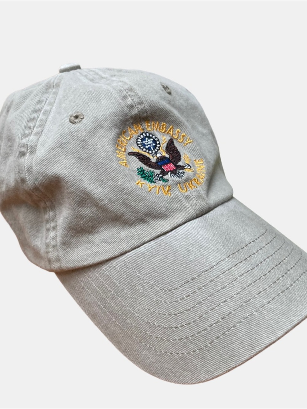 Head Shots KC Caps American Embassy Kyiv Ukraine Seal Tan Cotton Strapback Hat